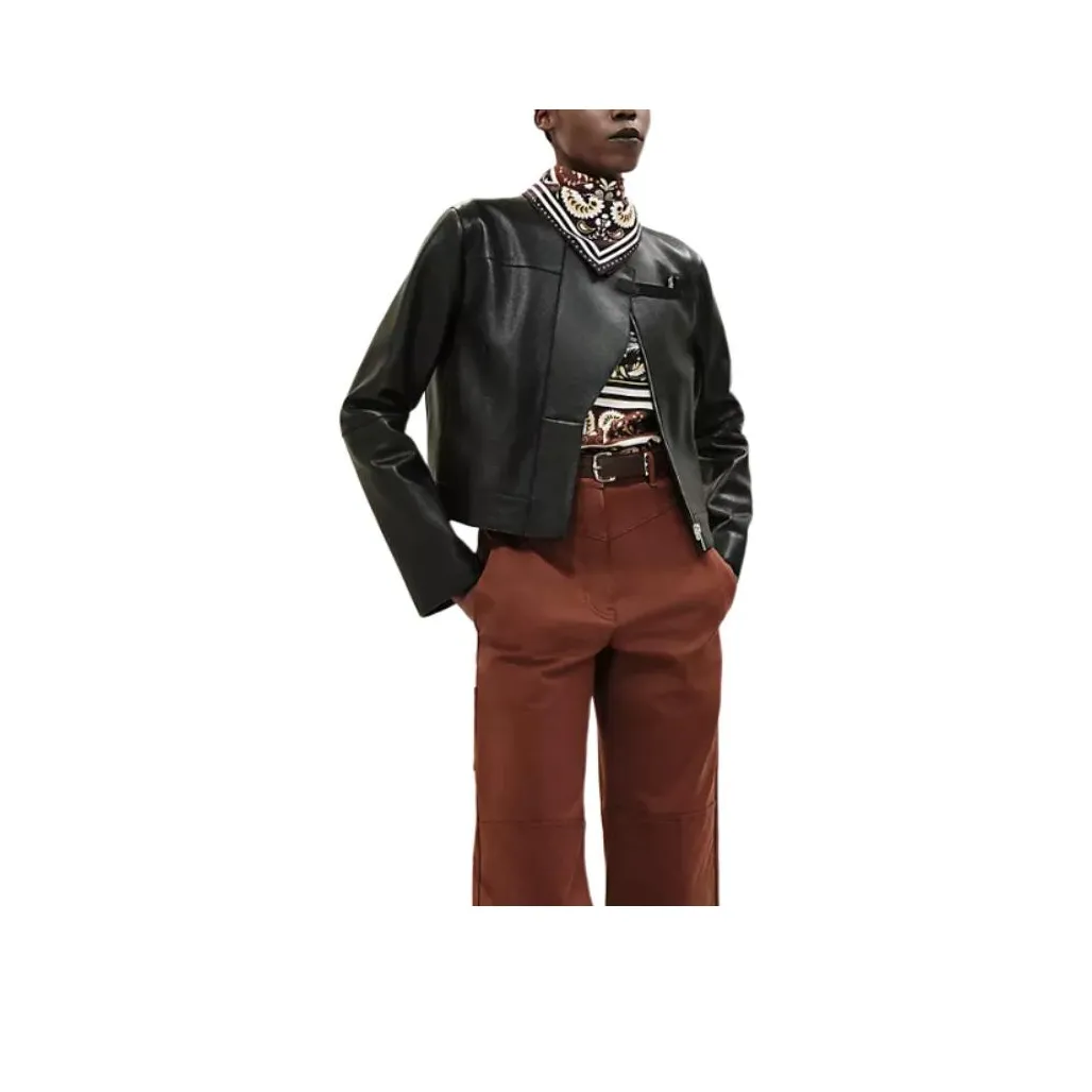 HERMES Leather Jackets Women's Black