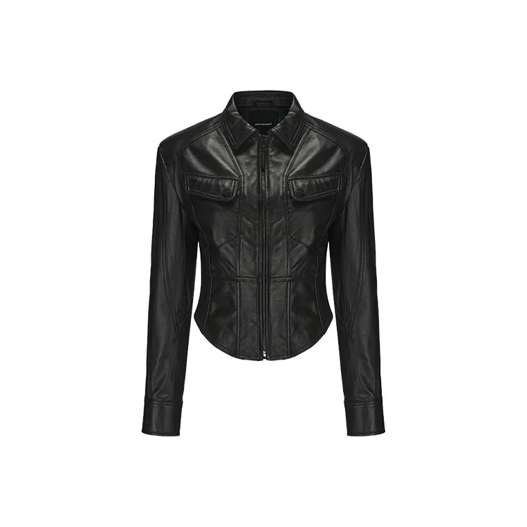 VANN VALRENCÉ Leather Jacket Women's Black