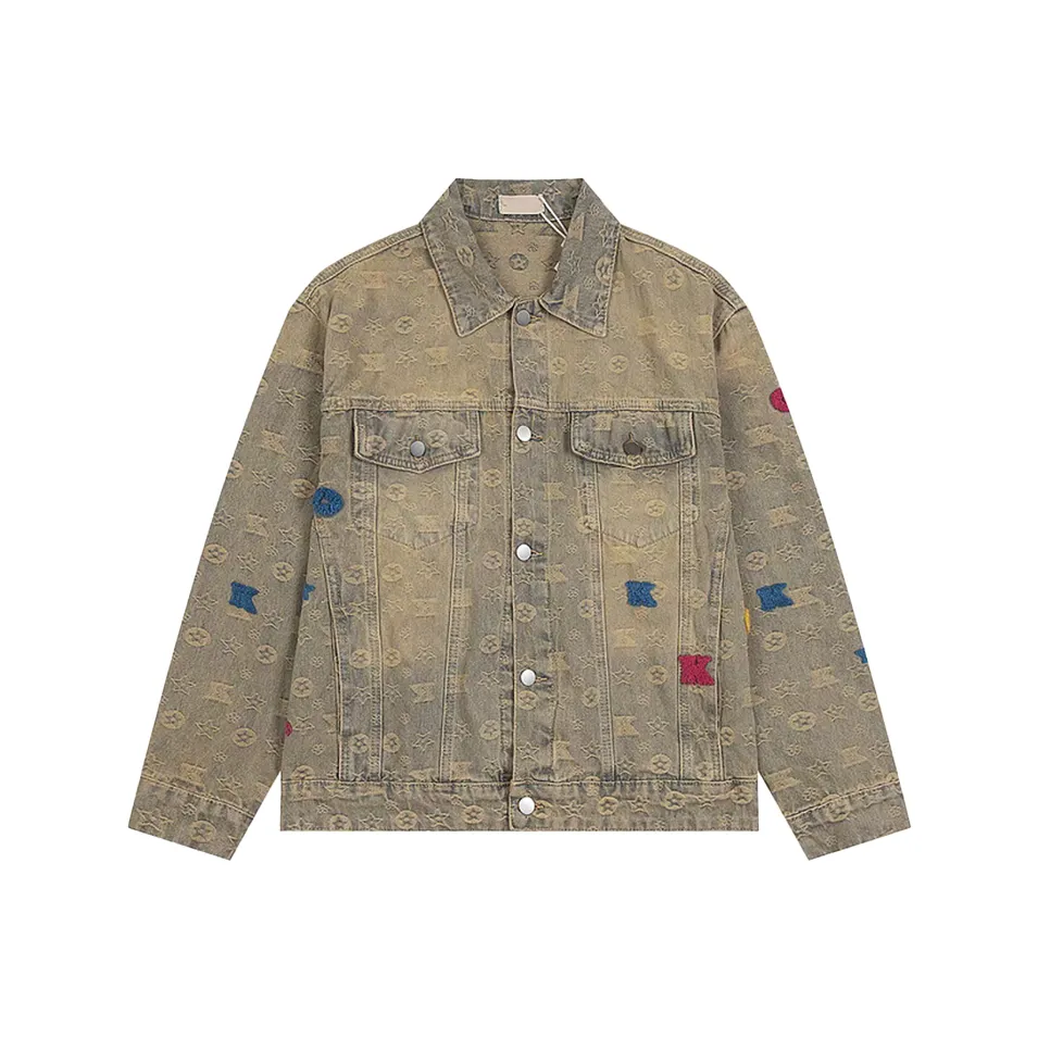 SYEEE WITH U Деним Куртка Женская Грязно-Желтая с Узорами