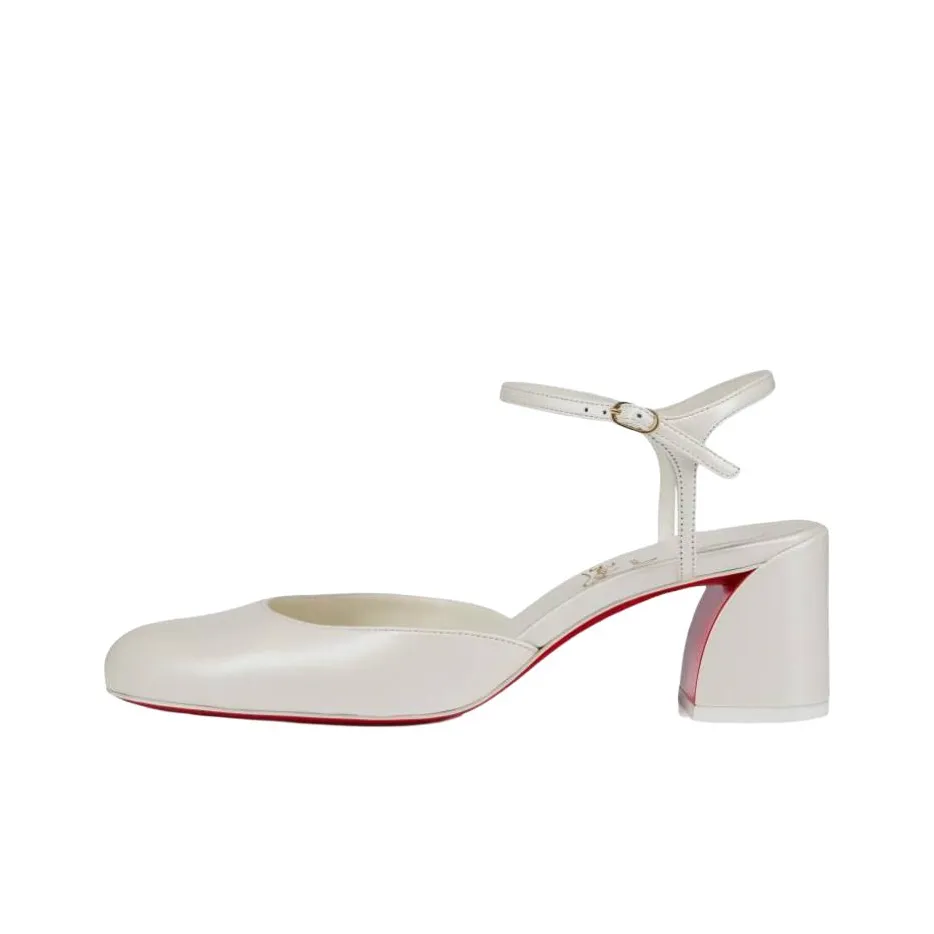 CL LUBOTING Jane Pump Chunky Heel High Heels 5.5cm Women's White