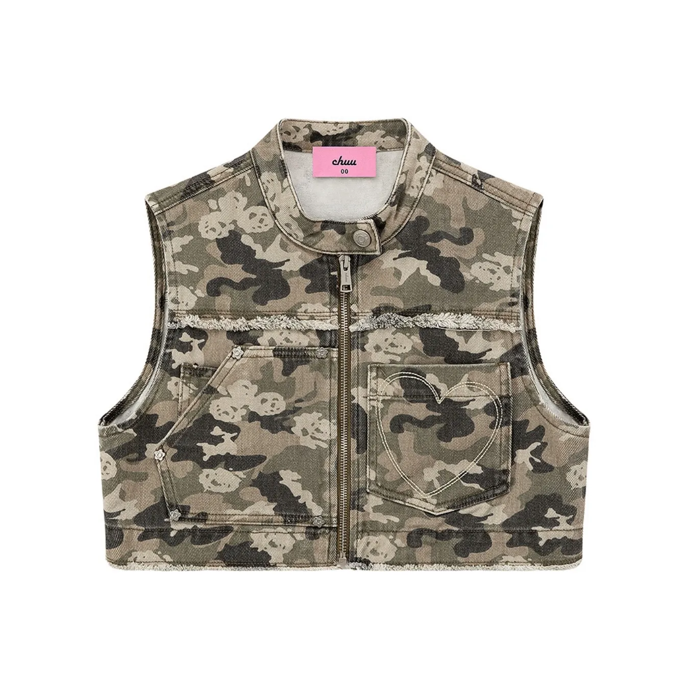 CHUU Жилет Женские Камуфляж Зеленый