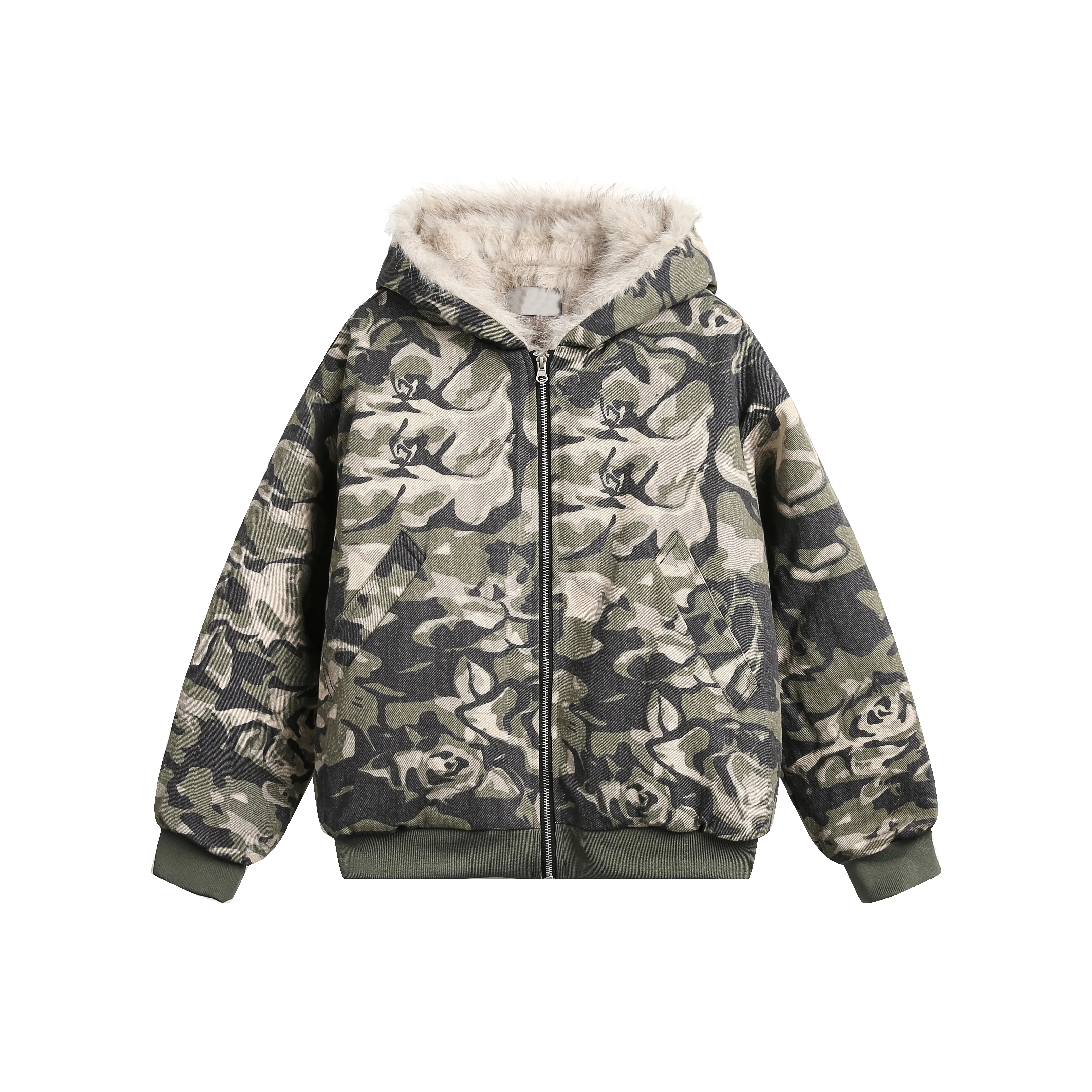 VINMUK Хлопковый пуховик унисекс камуфляж зеленый