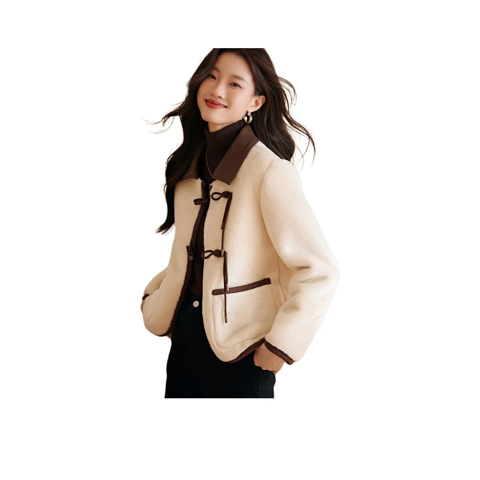 MOHANYIMEI Вельвет Feel Пальто Женское Бежевый Абрикос