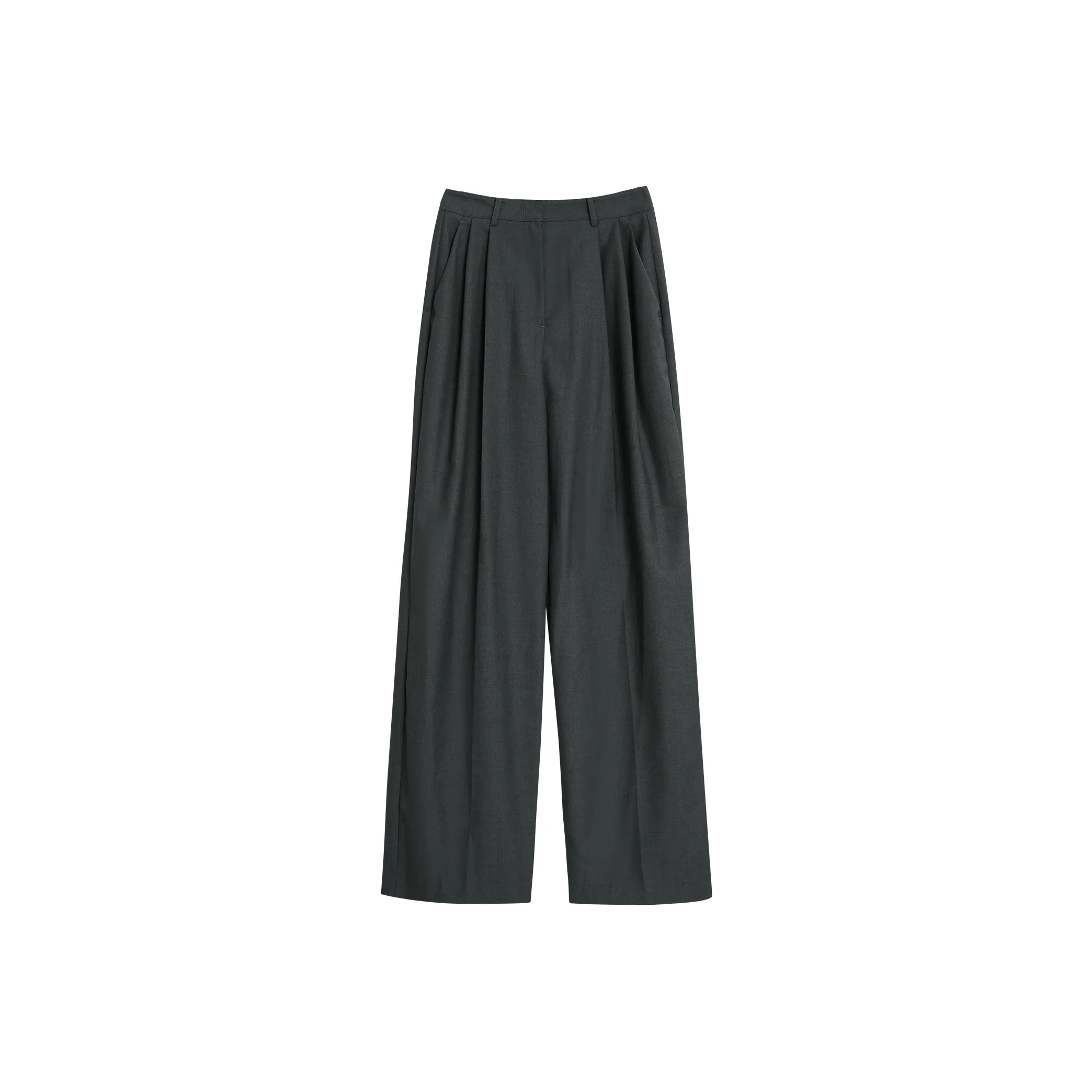 Fstudio Корейский стиль HIGH RISE Прямой крой Немного утолщенный Бизнес костюм Повседневные брюки Женские Серый