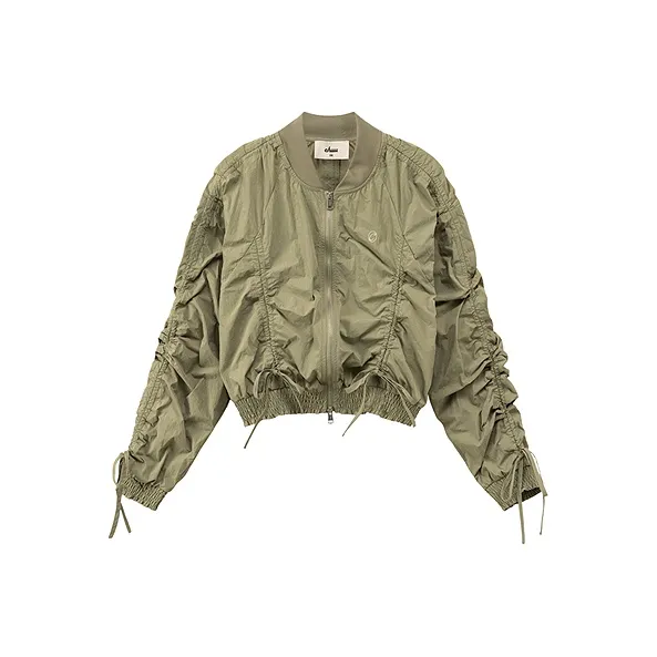 CHUU Укороченное пальто женское серый цвет с зеленым горошком