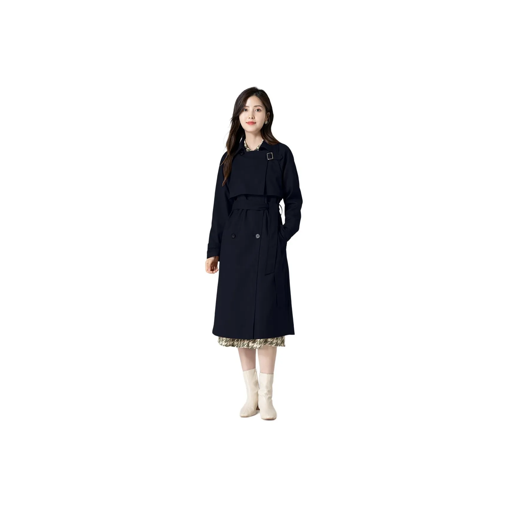 BBLLUUEE Trench Coat Women's Navy Blue