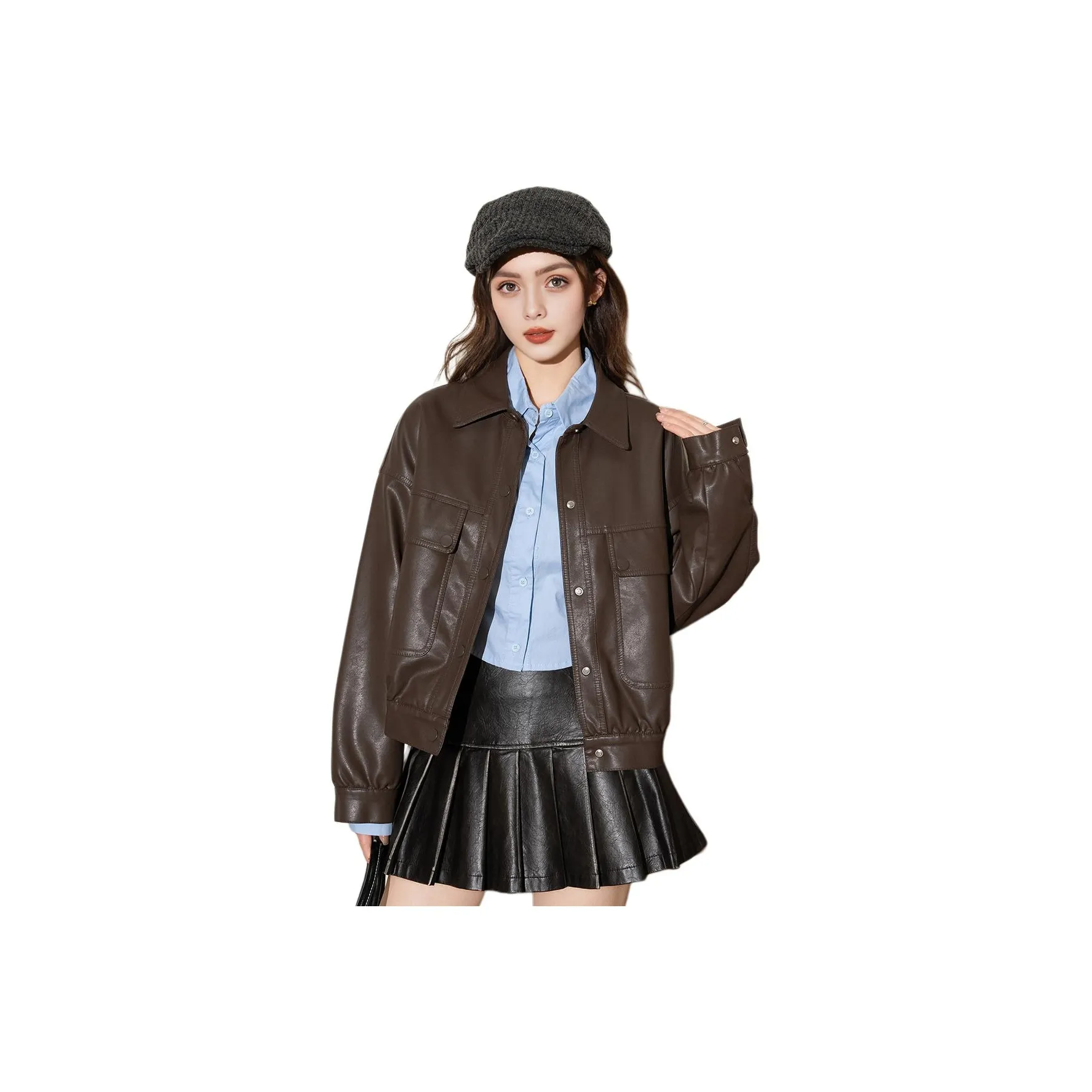 FAWENXIANGZI Кожа Куртка Женская