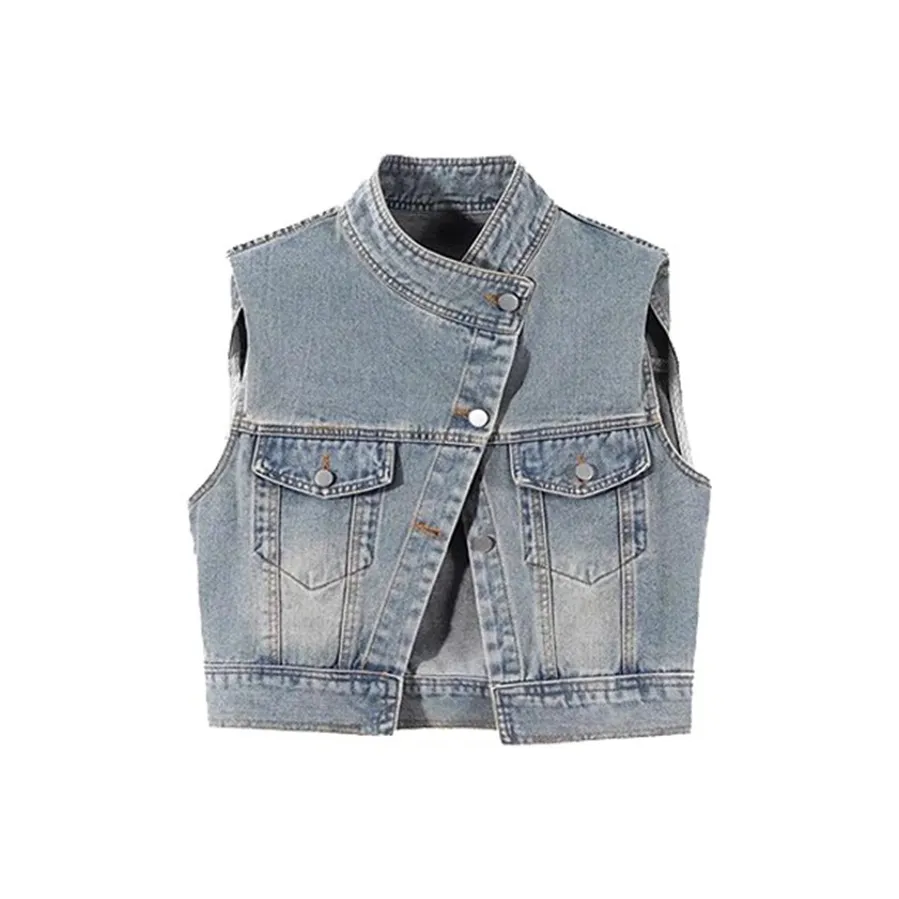 CDAYU Синий деним Женские жилеты
