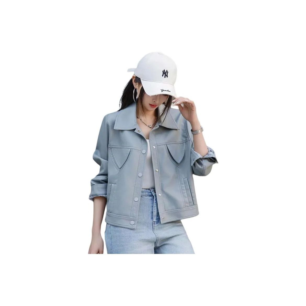 Yi Mengyuan Кожа Куртка Женская