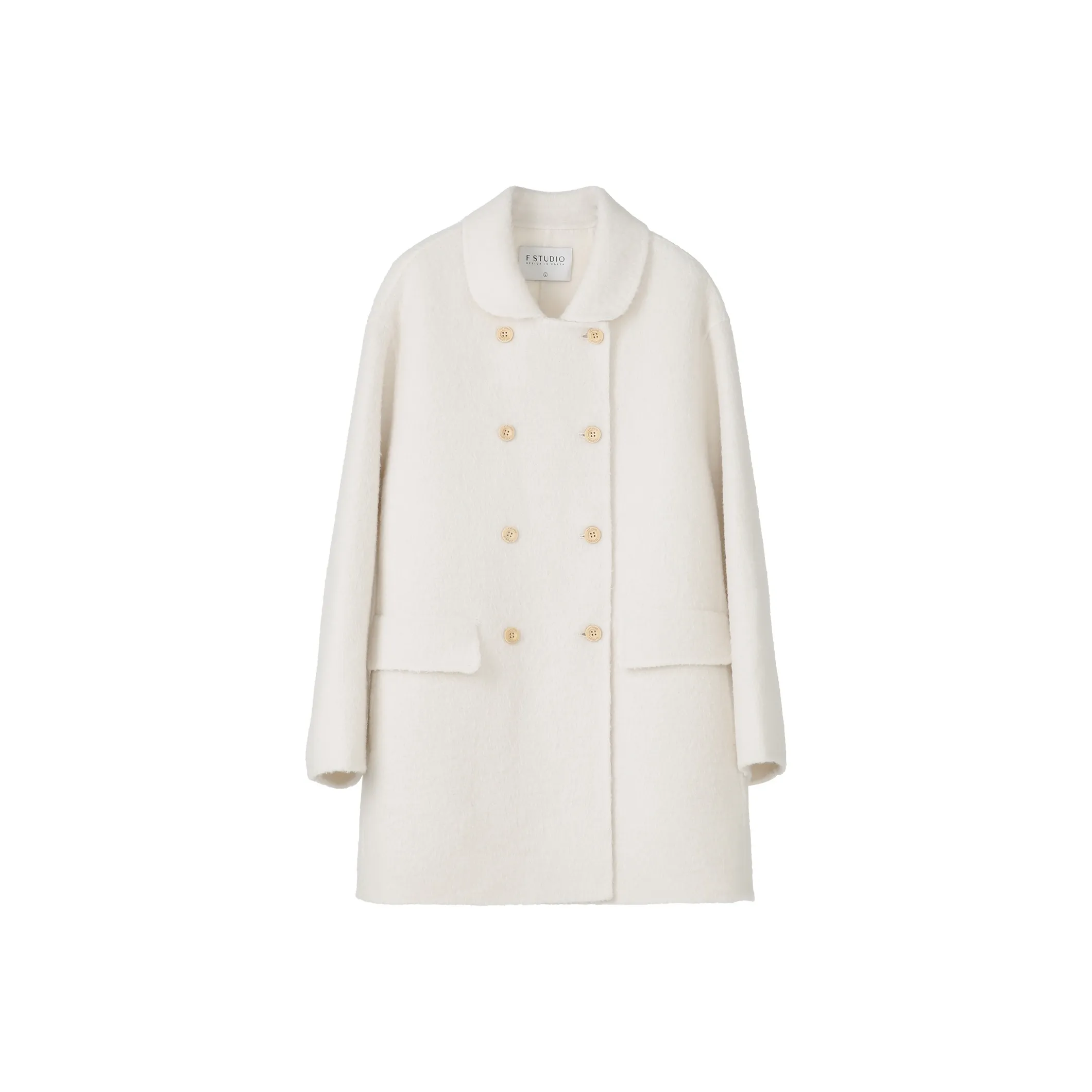 Fstudio Korean Solid Color Woolen Commute Versatile Long Sleeved Velvet Jacket Women's Moon White