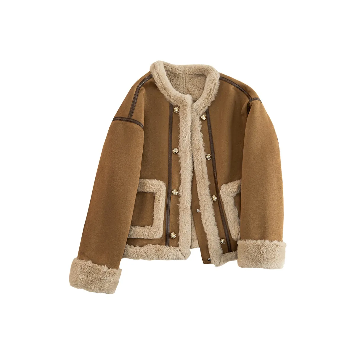 TOUCH Cropped Jacket Women's Light Brown TOUCH Укороченная Куртка Женская Светло-Коричневая