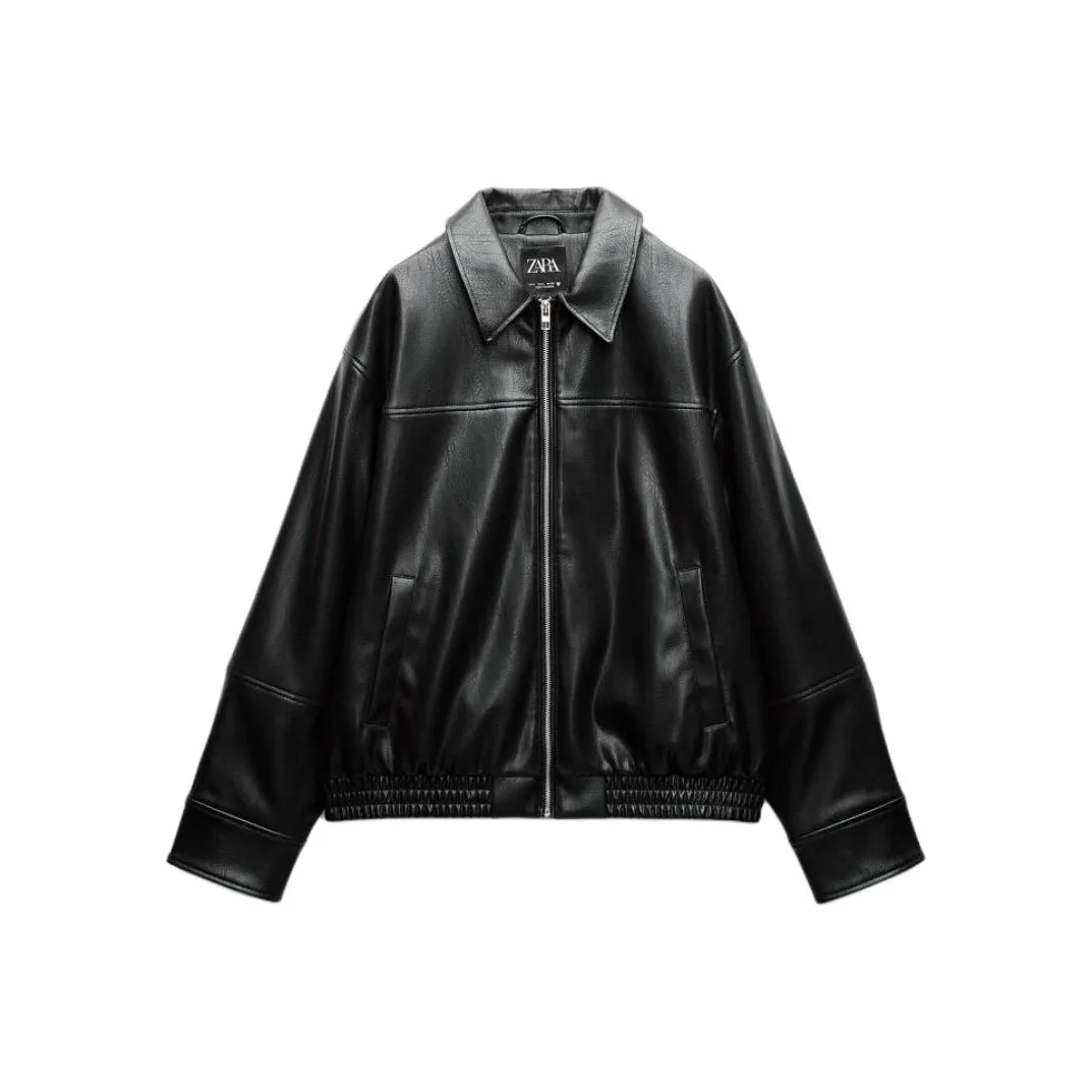 ZARA Trf Leather Jacket Women's Black