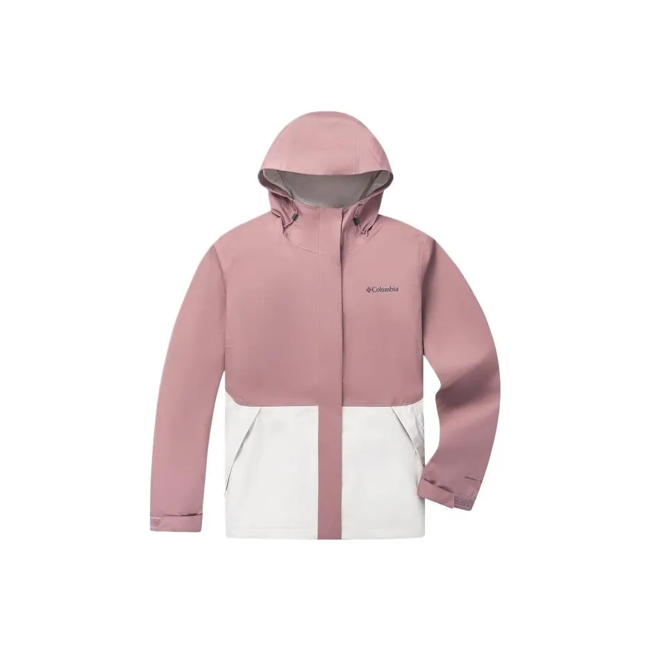 Columbia совместный бренд Поход Водонепроницаемый и Ветрозащитный для сохранения тепла Ветровка Женская Розовый Белый