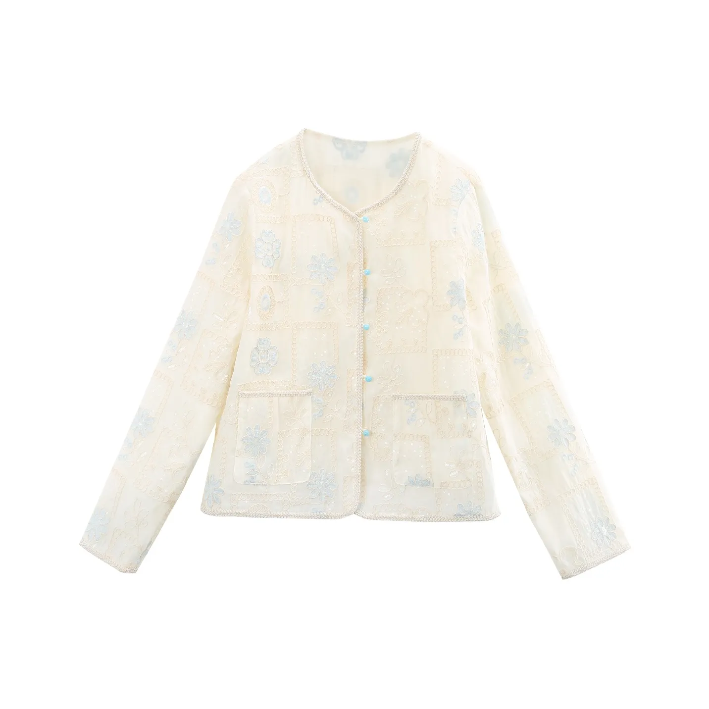 A paradise for awakening Cropped Coats Women's Blue