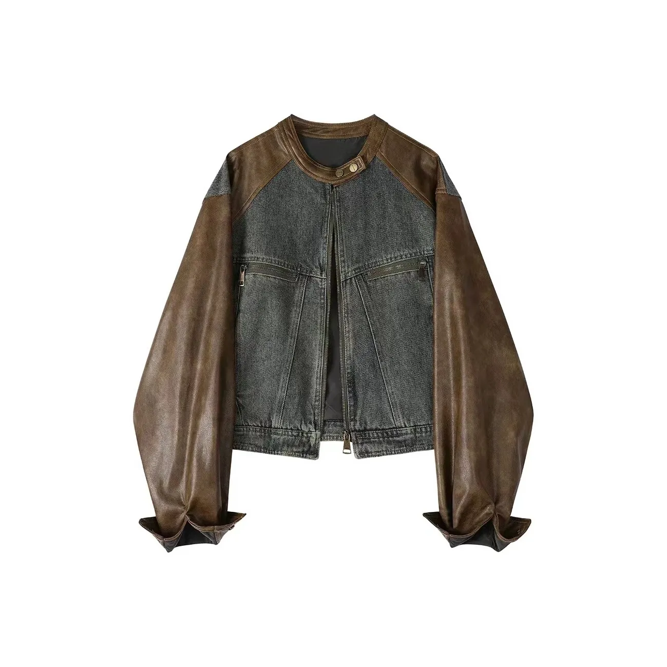XUANSHU Leather Jacket Women's Coffee