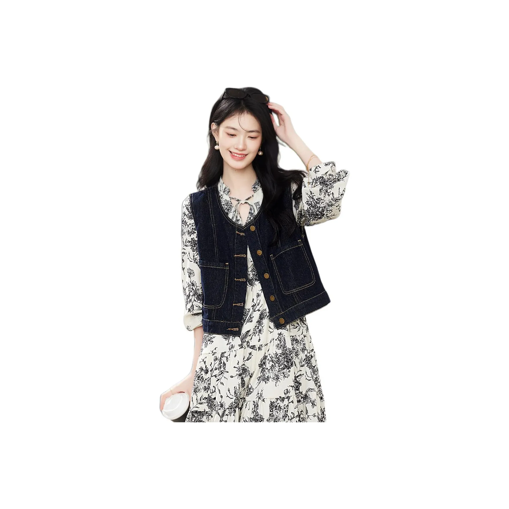 Still Quiet Жилет Женские Джинсовый Синий