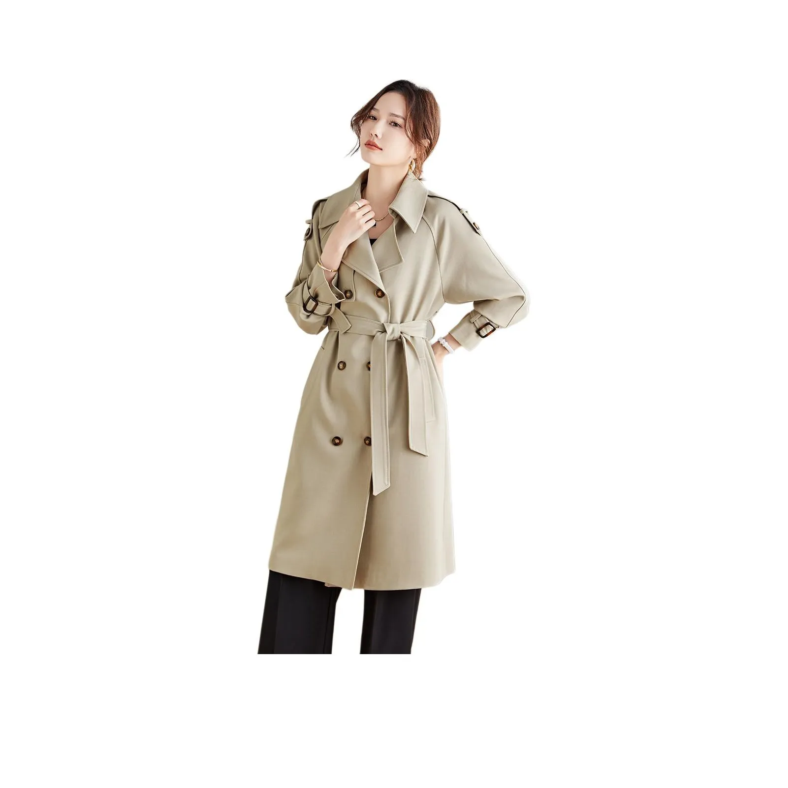 TERRE BLEUE Trench Coat Women's Khaki