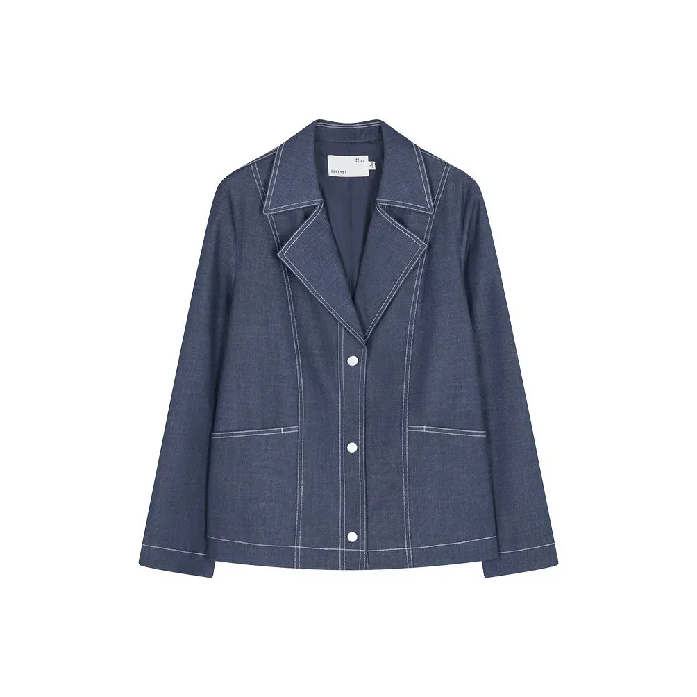 IHIMI Trench Coat Women's Dark Denim Blue