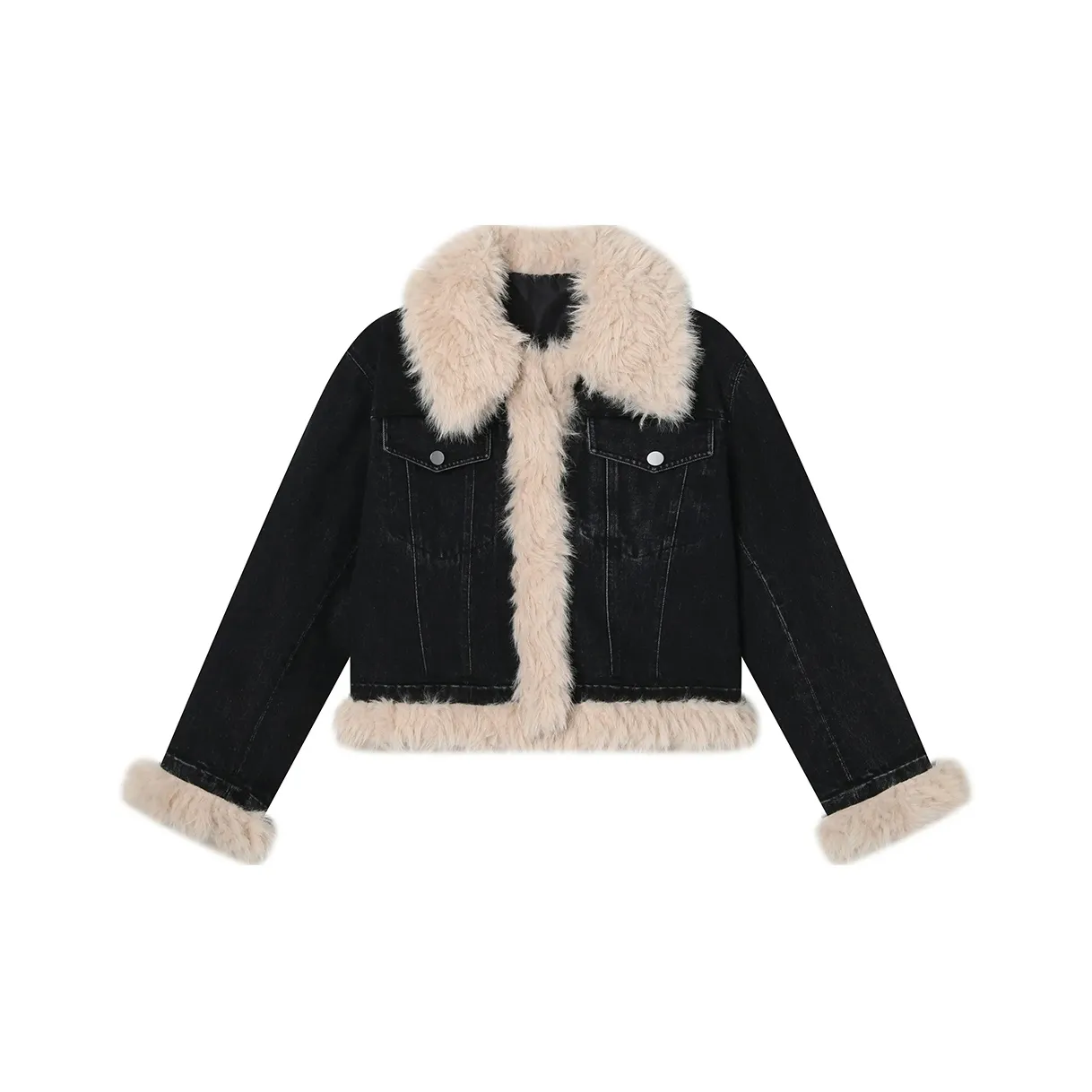 PAZZO Vintage Versatile Cropped Puffer Jacket Women's Black