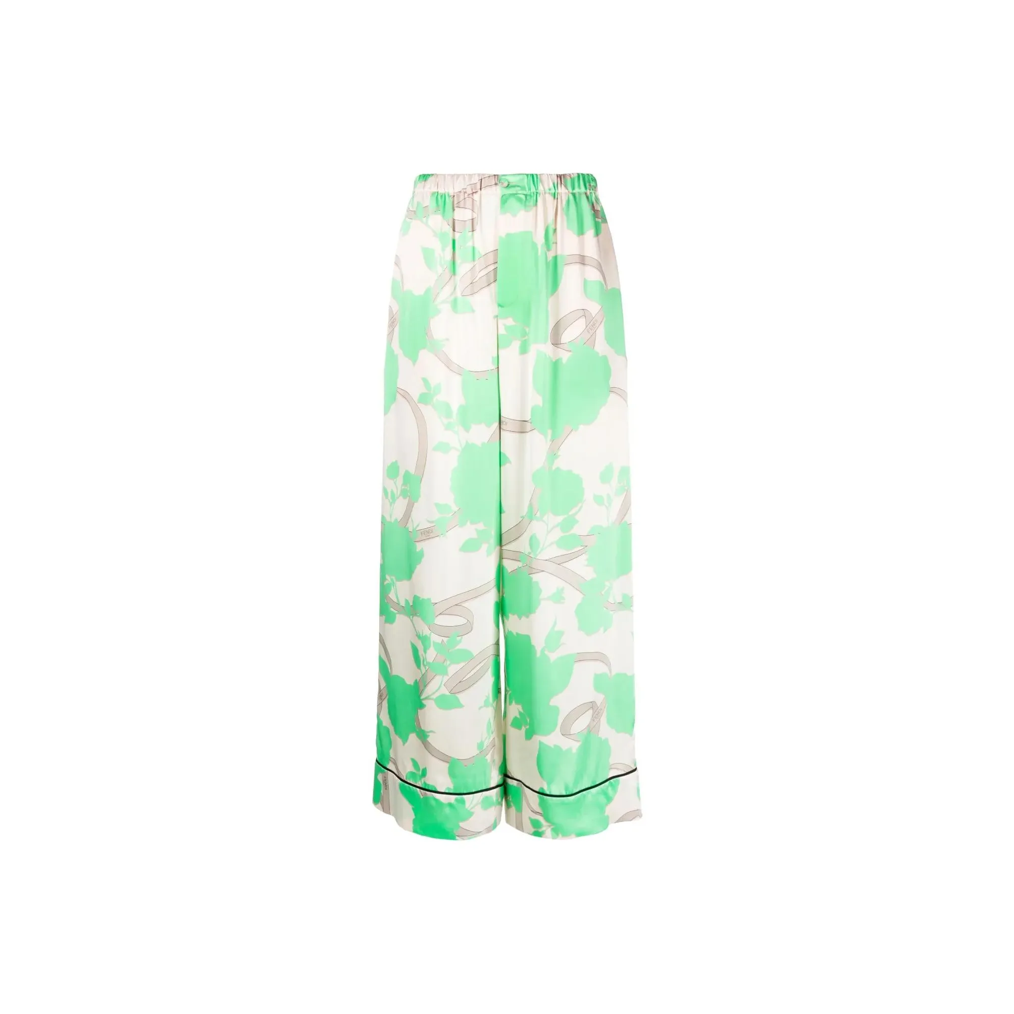 FENDI Rose Printed Wide Leg Trousers