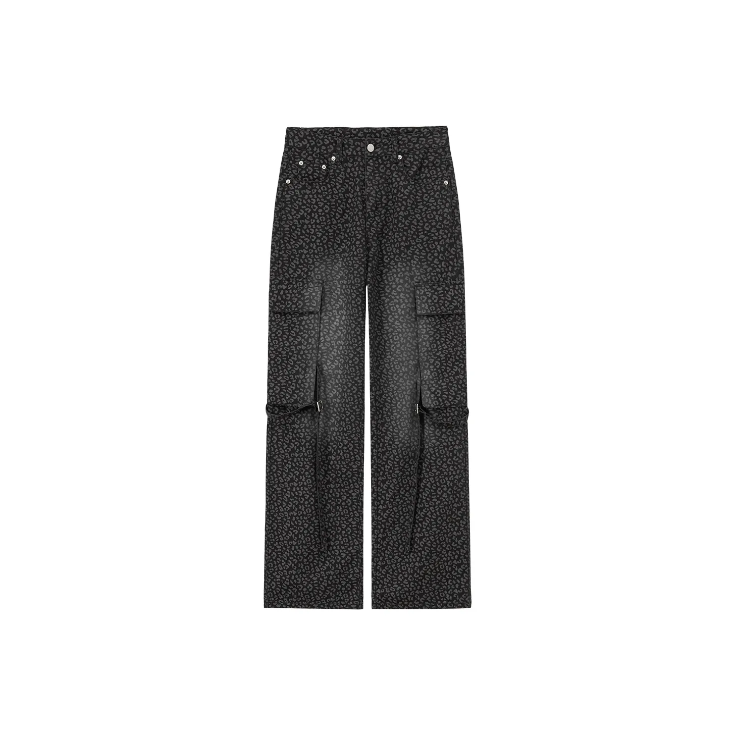 CHUU Леопардовый принт Черные Женские Повседневные Брюки