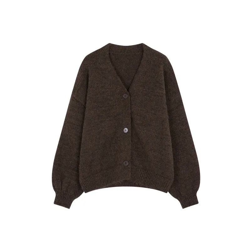 Mo Han Yi Mei Вельвет Feel Пальто Женское Темно-Кофейное