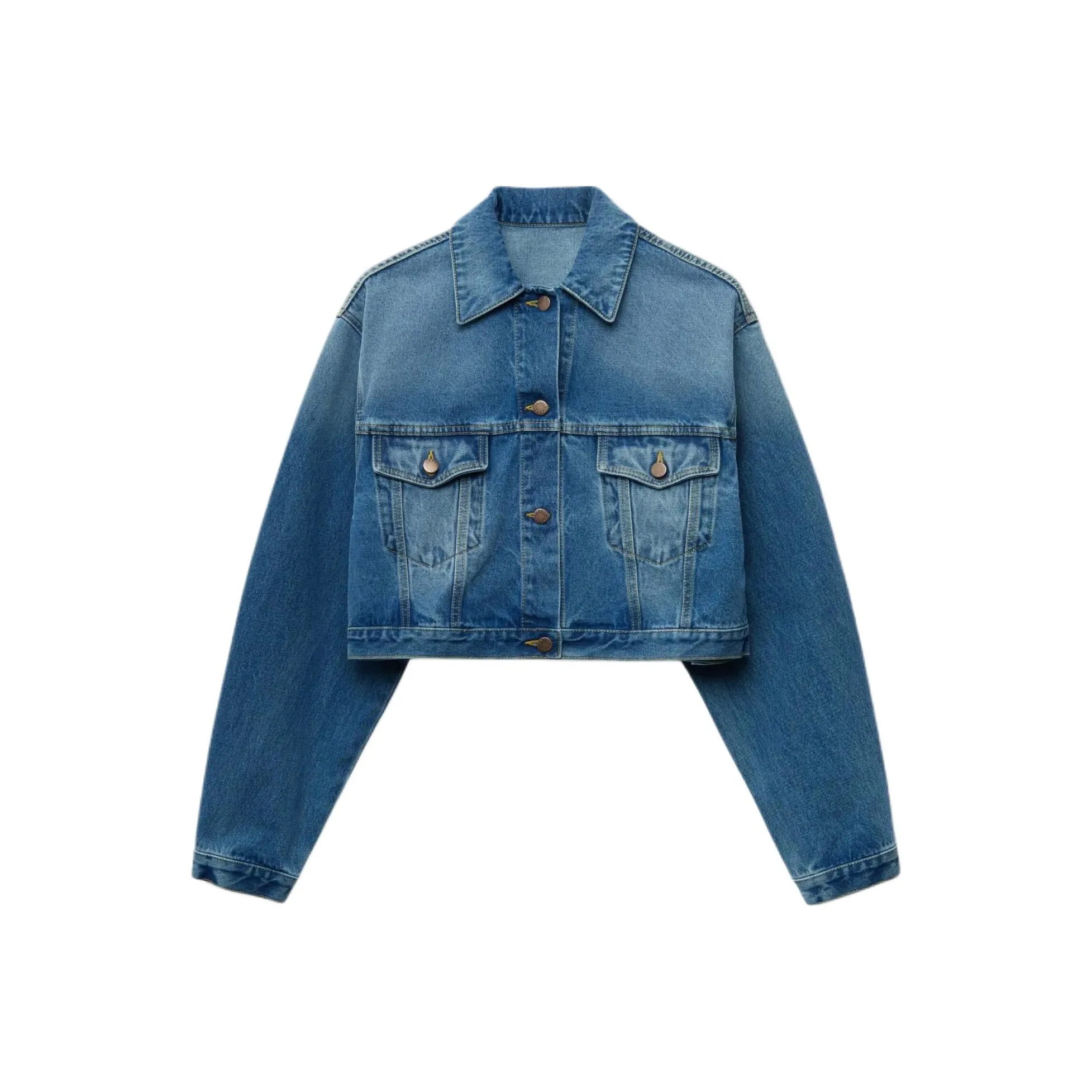 PRADA Logo Patch Cropped Denim Jacket