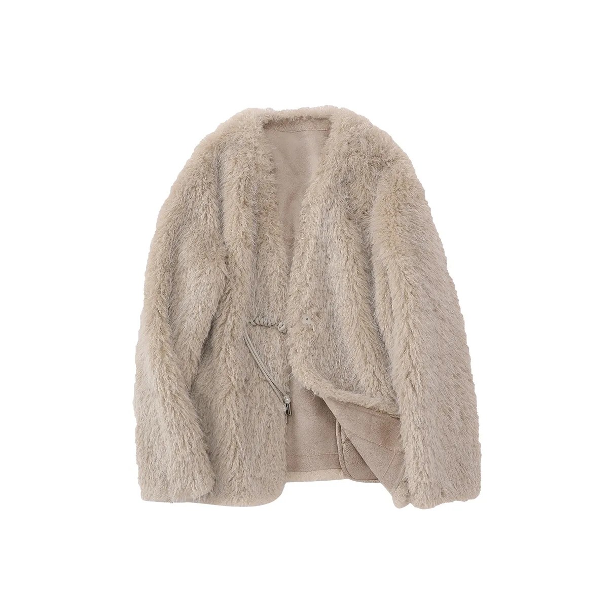 XIANGYING Вельвет Feel Пальто Женское Бежевый