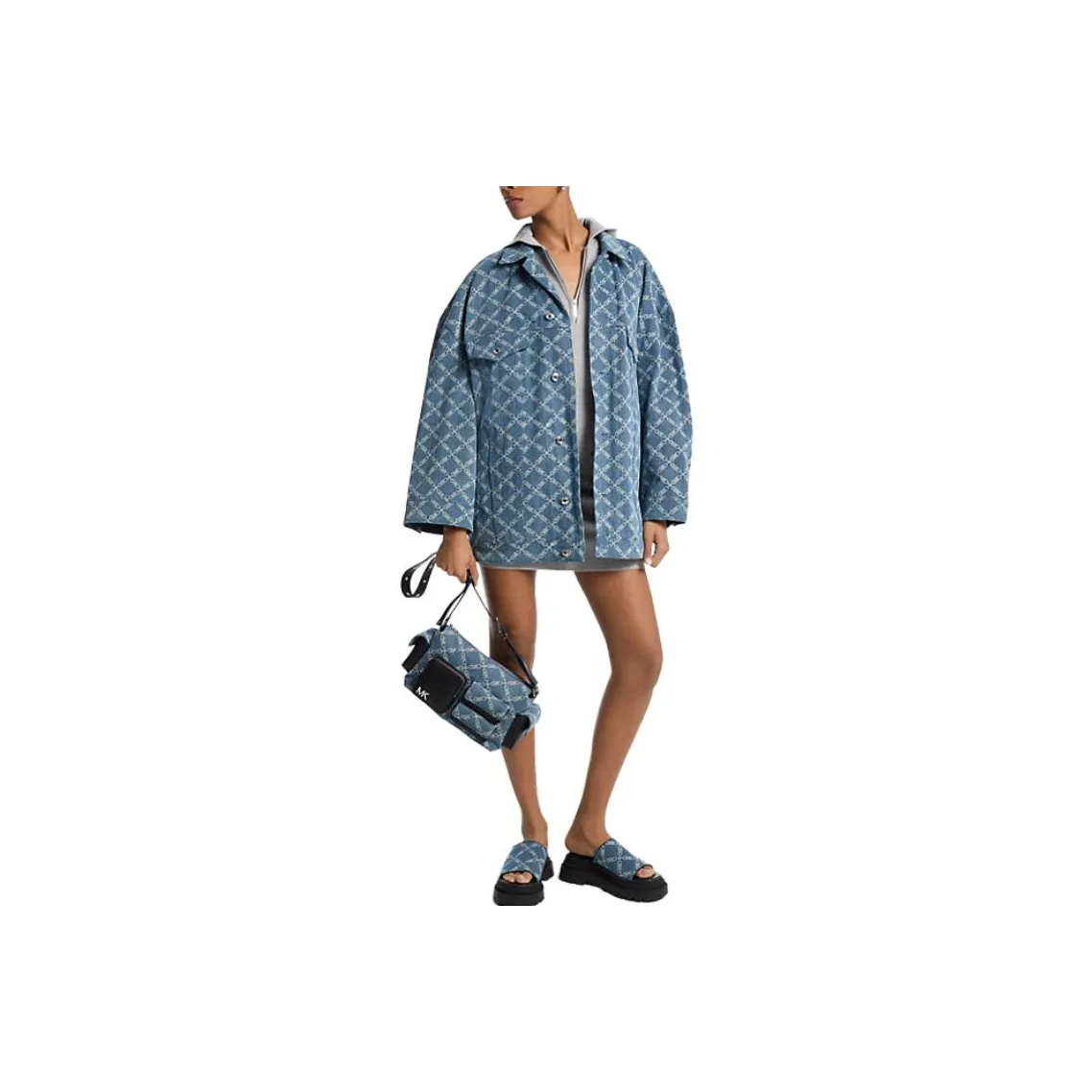 MICHAEL KORS Empire Diamond Jacquard Oversized Denim Jacket