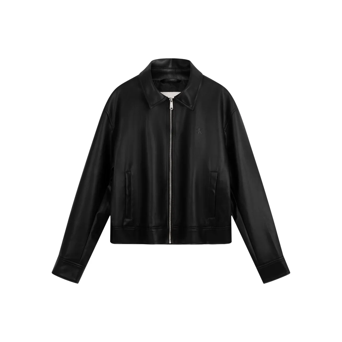 CALVIN KLEIN Leather Jacket Women's Space Black