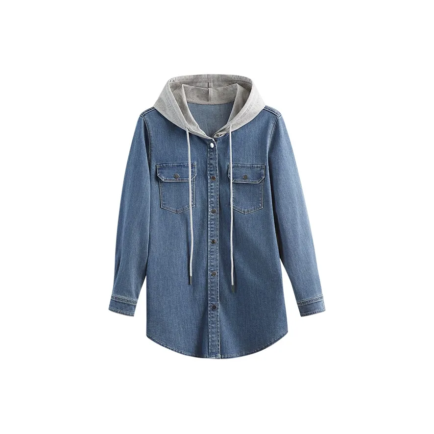 MSSHE Джинсовая куртка женская средний деним синий