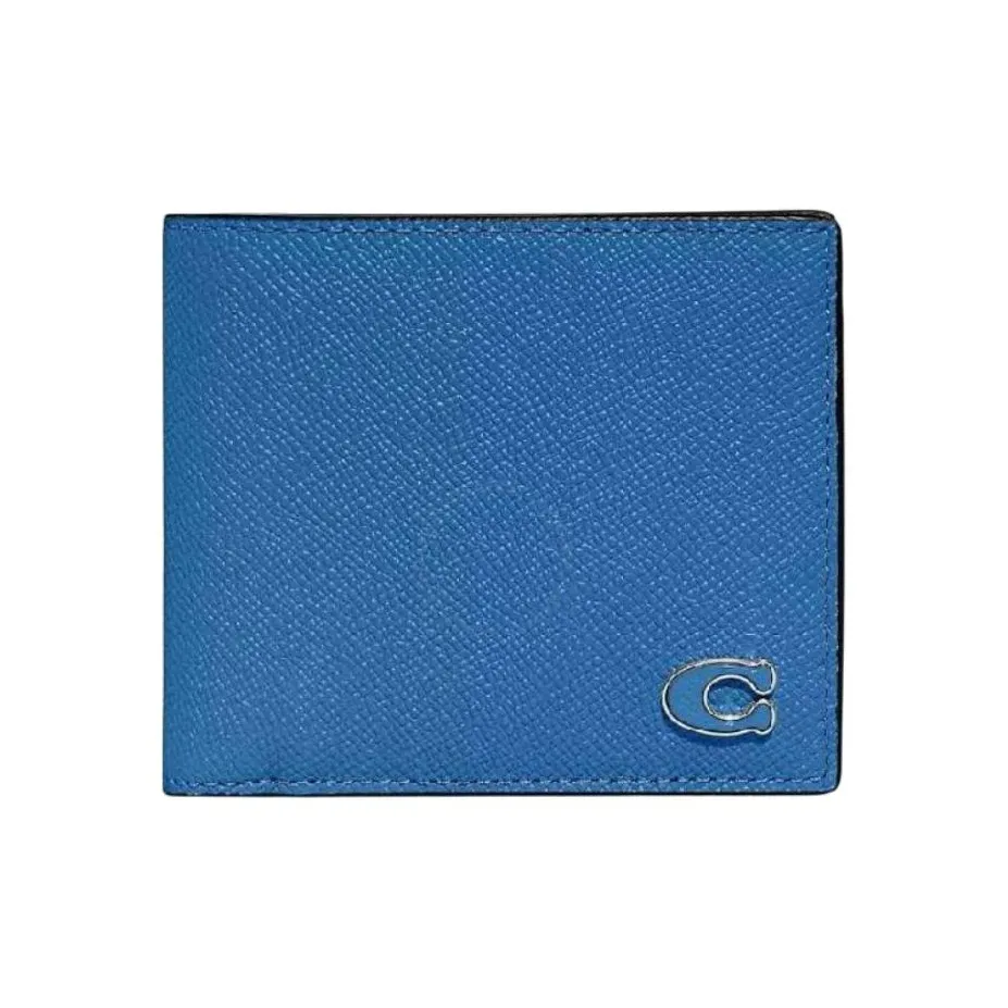 COACH Кошелек Billfold из кожи минималистский мужской синий