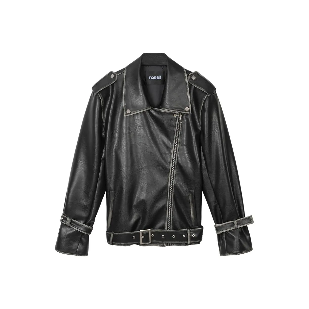 FORNI Leather Jacket Women's Polished Black