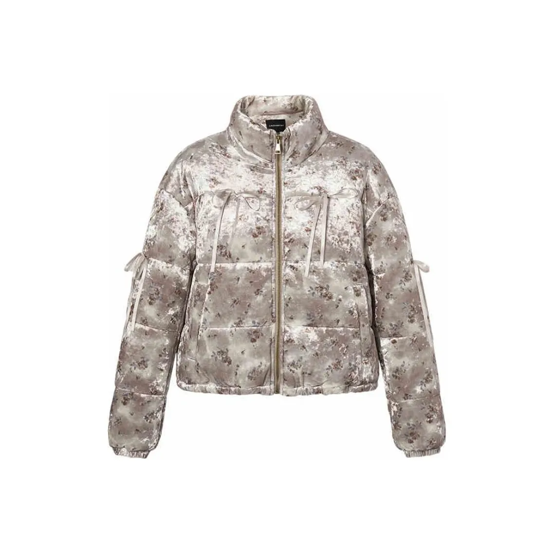 LA CRAWFISH Хлопковый пуховик женский серо-розовый