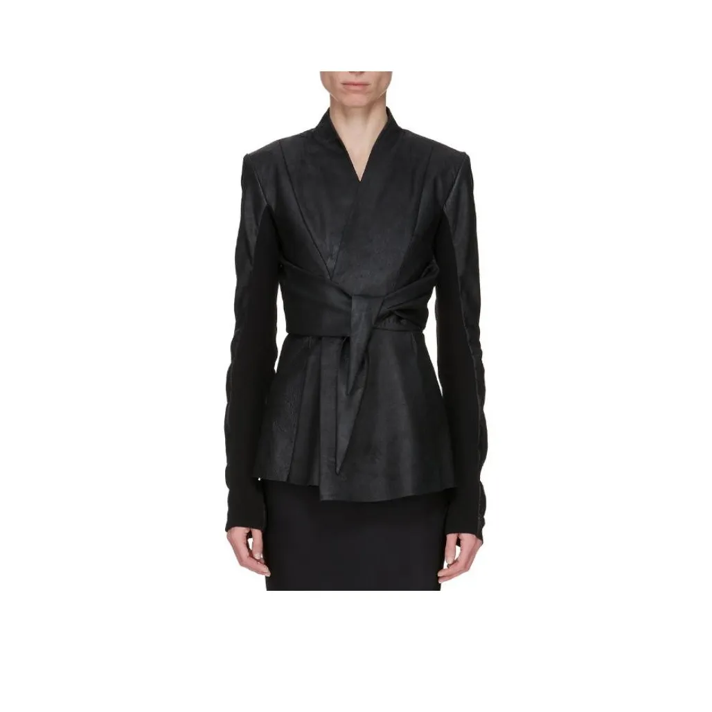 RICK OWENS Pelle Giacca Ls Strutter Black