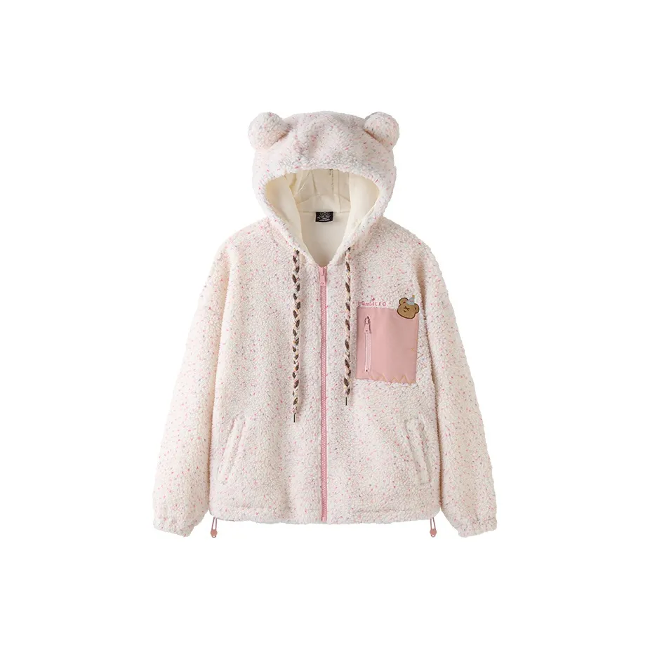 LAMLICKA Вельвет Feel Пальто Женское Розовый Белый