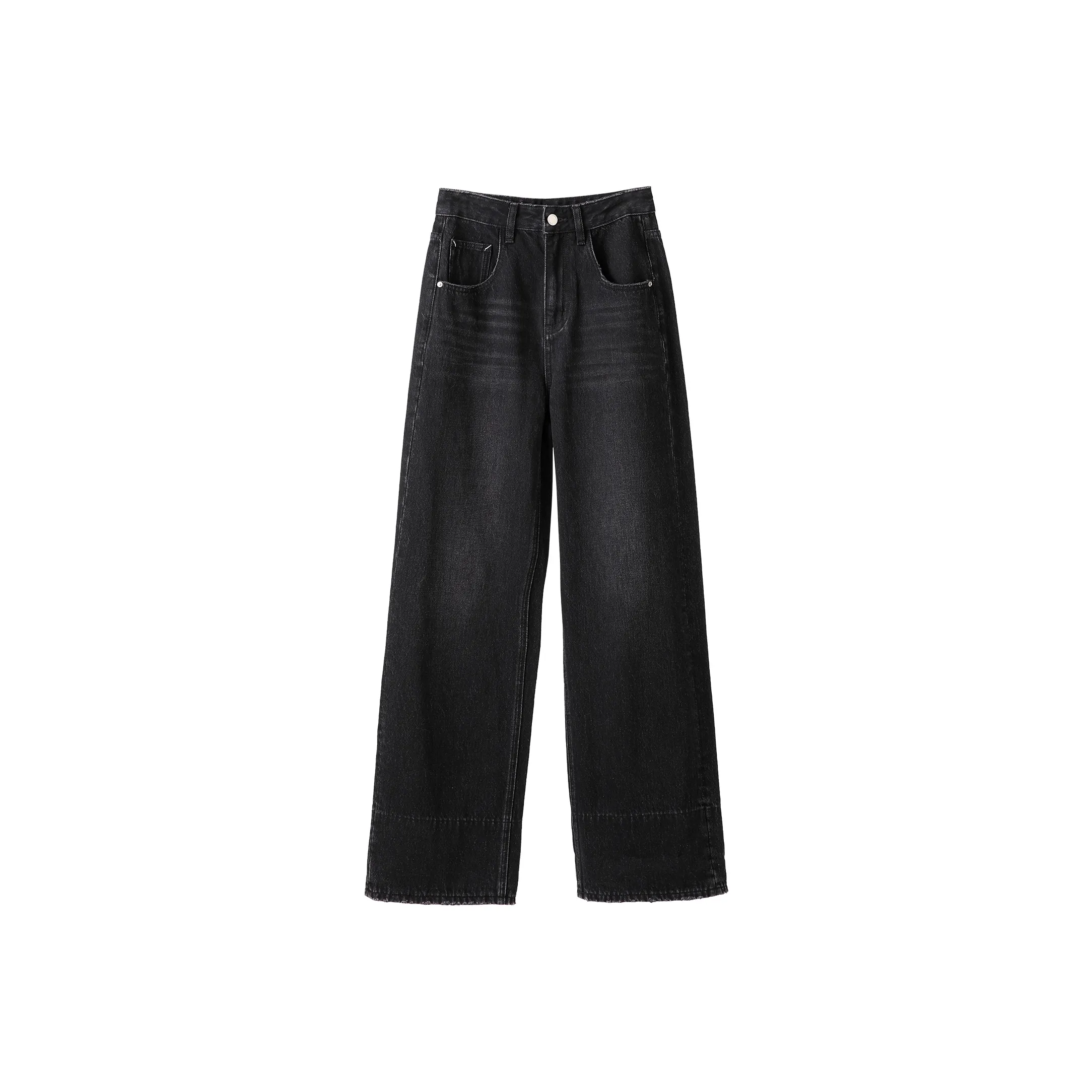 Fstudio Осенний Зимний Корейский стиль 100% хлопок Клетчатый Многоцветный Деним Повседневные штаны Женские Черный