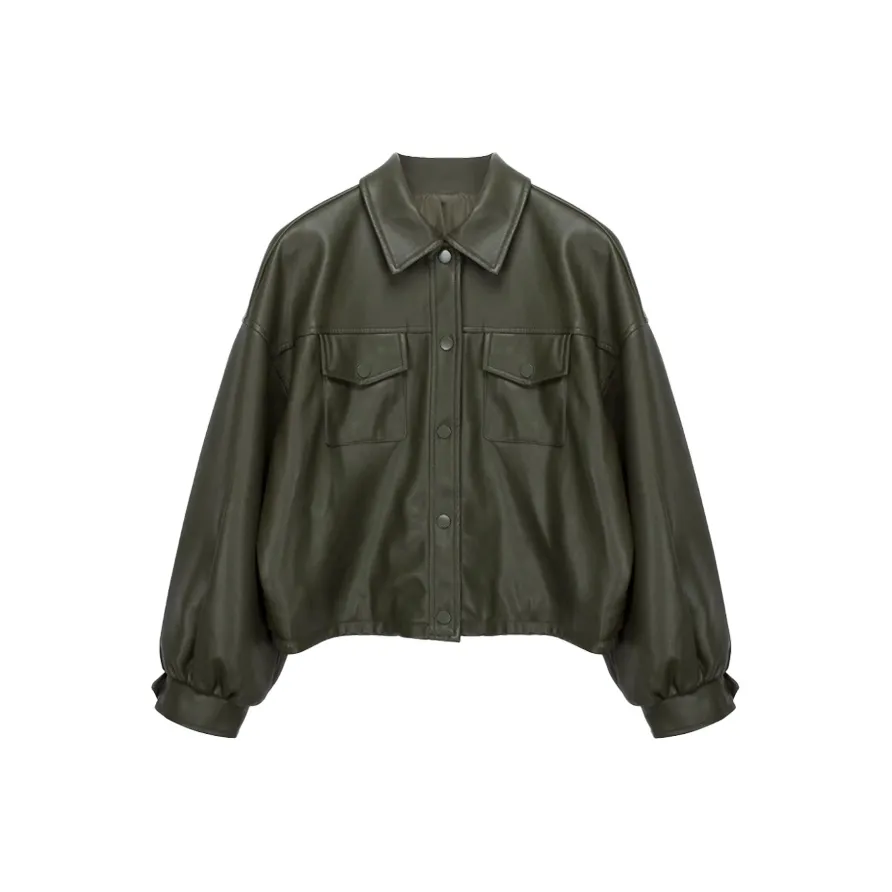 COMBO Leather Jacket Women's Green