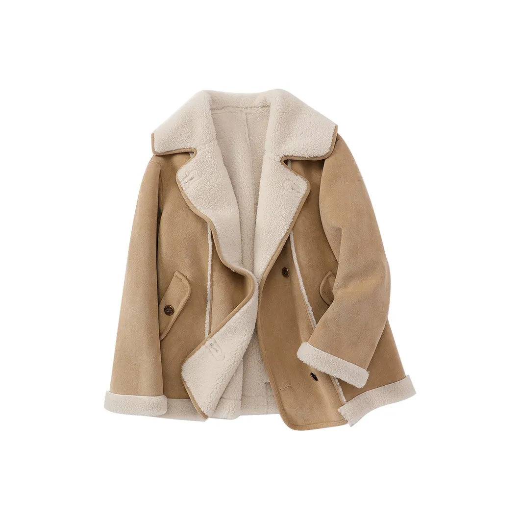 XIANGYING Бархат Feel Пальто Женские Хаки