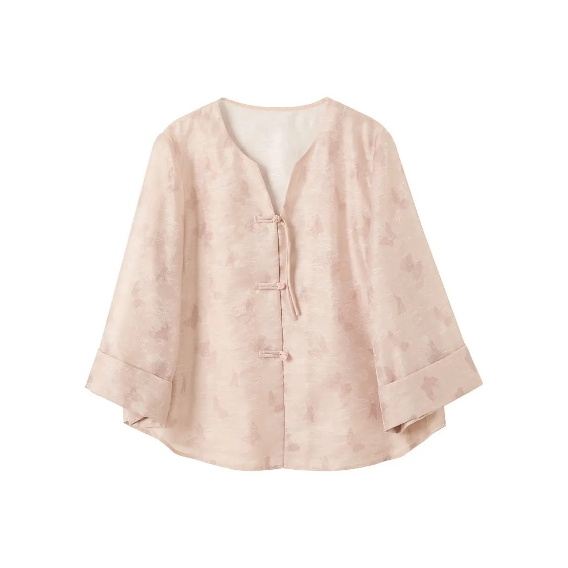 3COLOUR Cropped Coat Women's Peach Pink Floral