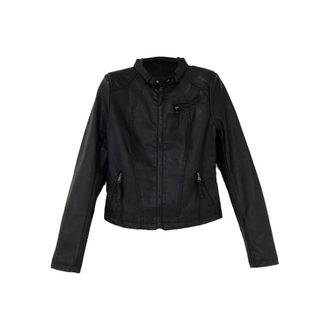 Aoaifu Кожа Куртка Женская Черная