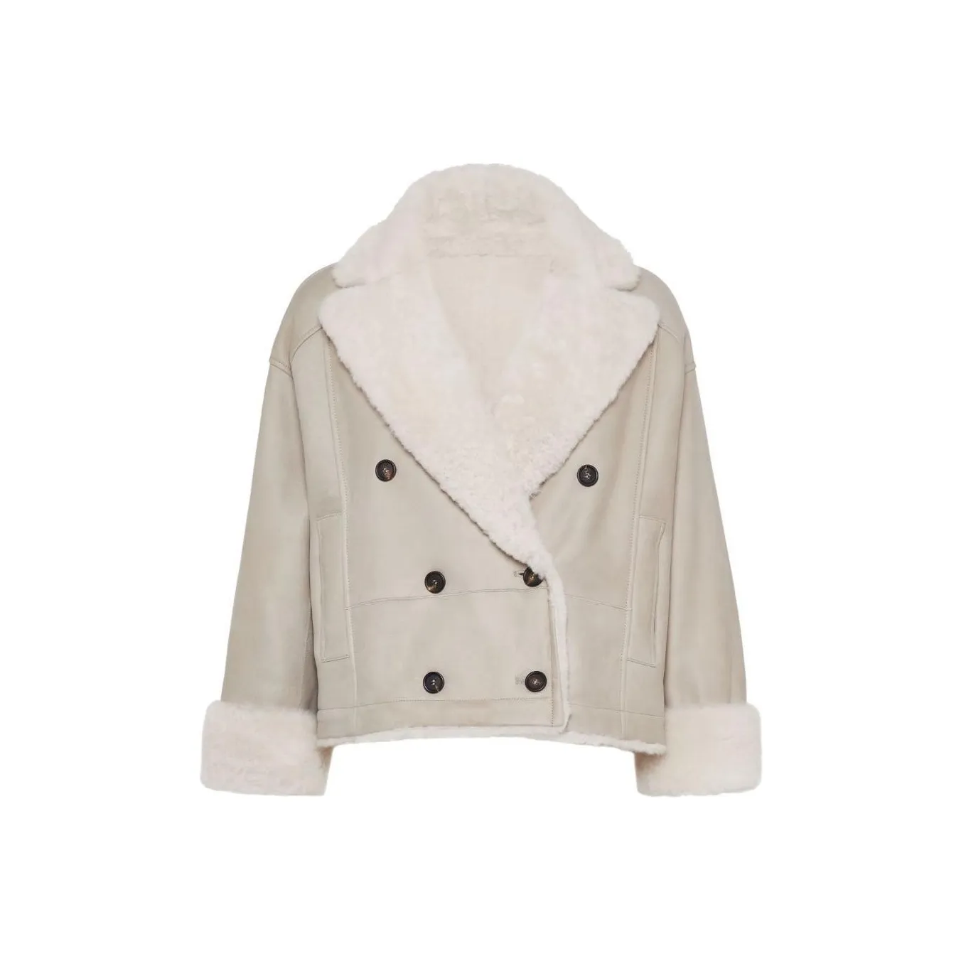 Brunello Cucinelli Double Breasted Reversible Shearling Jacket