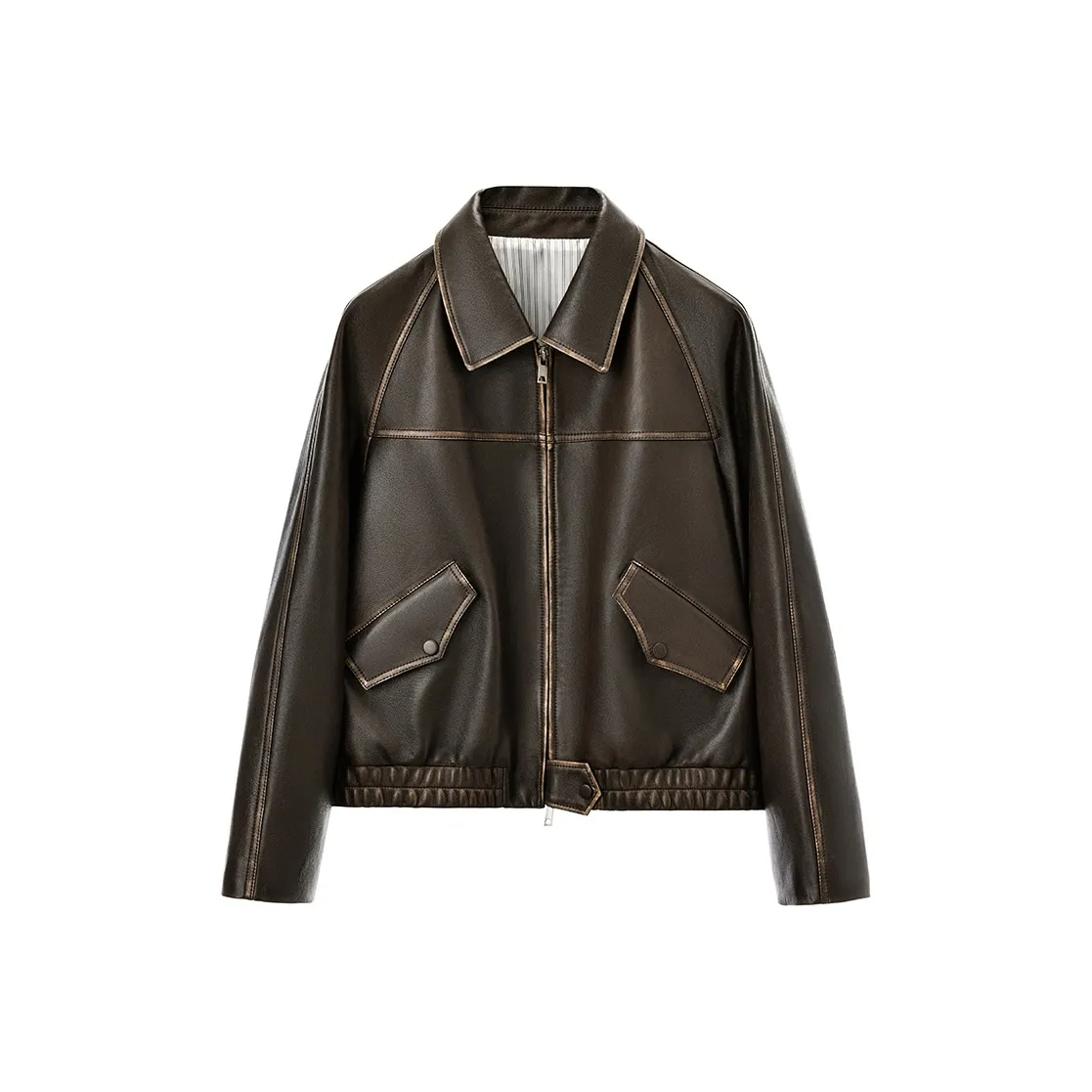 SINBOS Кожа Куртка Женская Темный Шоколад Коричневый