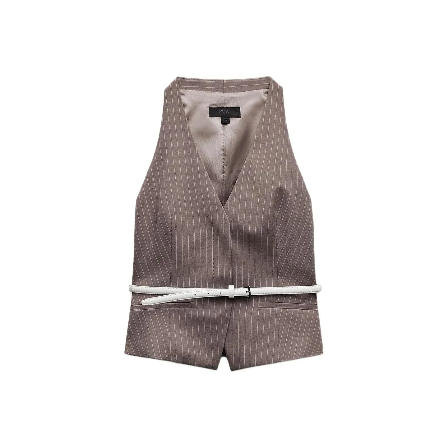 ZARA Жилет Женские Коричневый Темно-Серый Коричневый