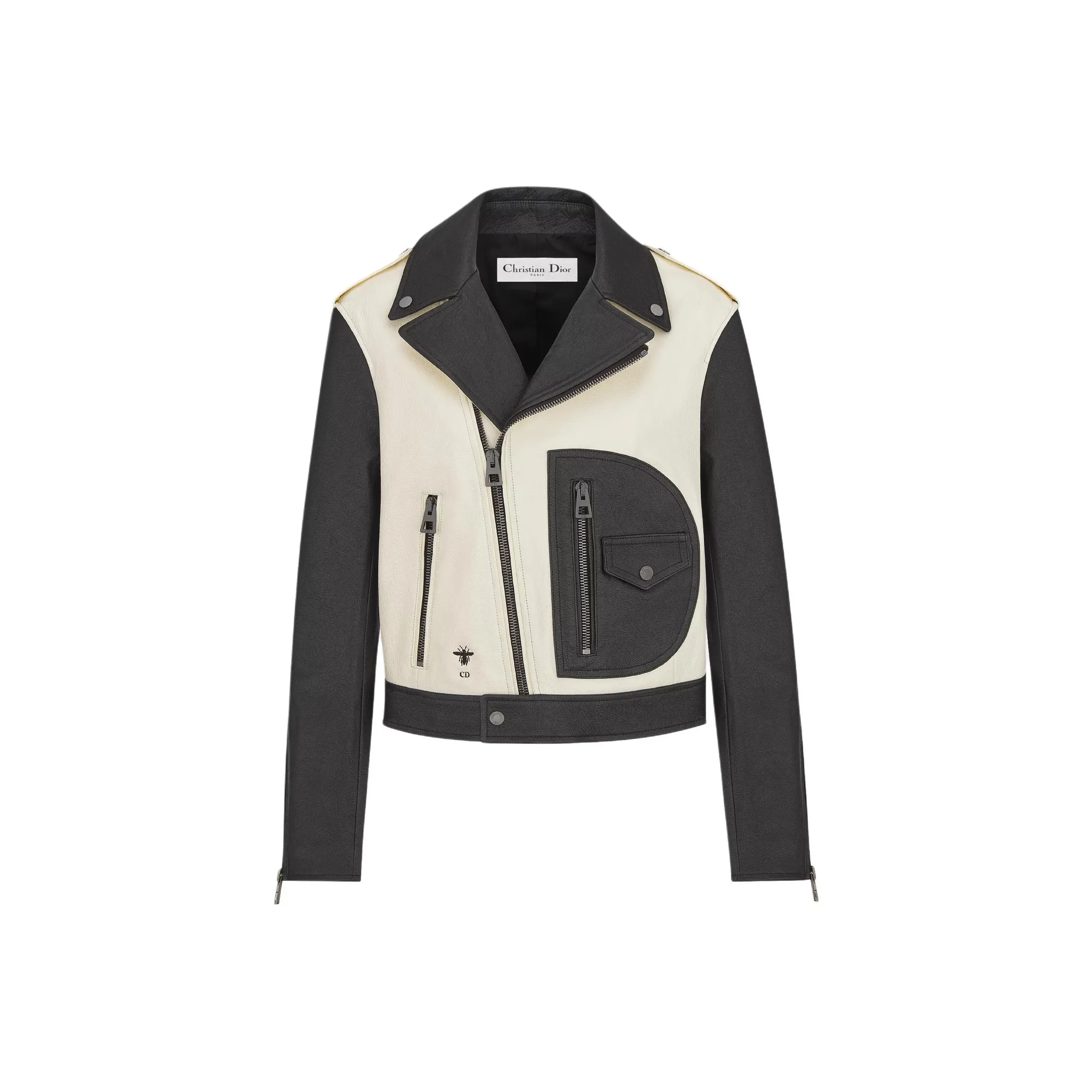 DIOR SS25 Leather Jacket Women's Black White