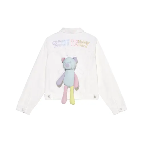 NOISY TEDDY Белый Женские Джинсовые Куртки