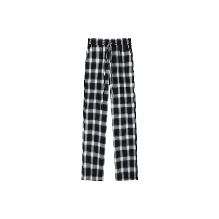 Garbege Casual Pants Women's Black Plaid