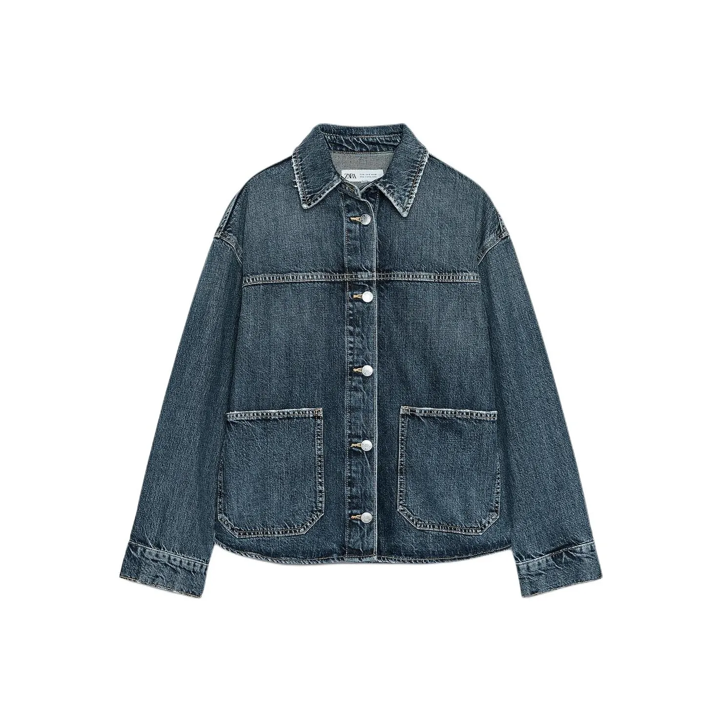 ZARA Trf Denim Jacket Women's Sea Blue