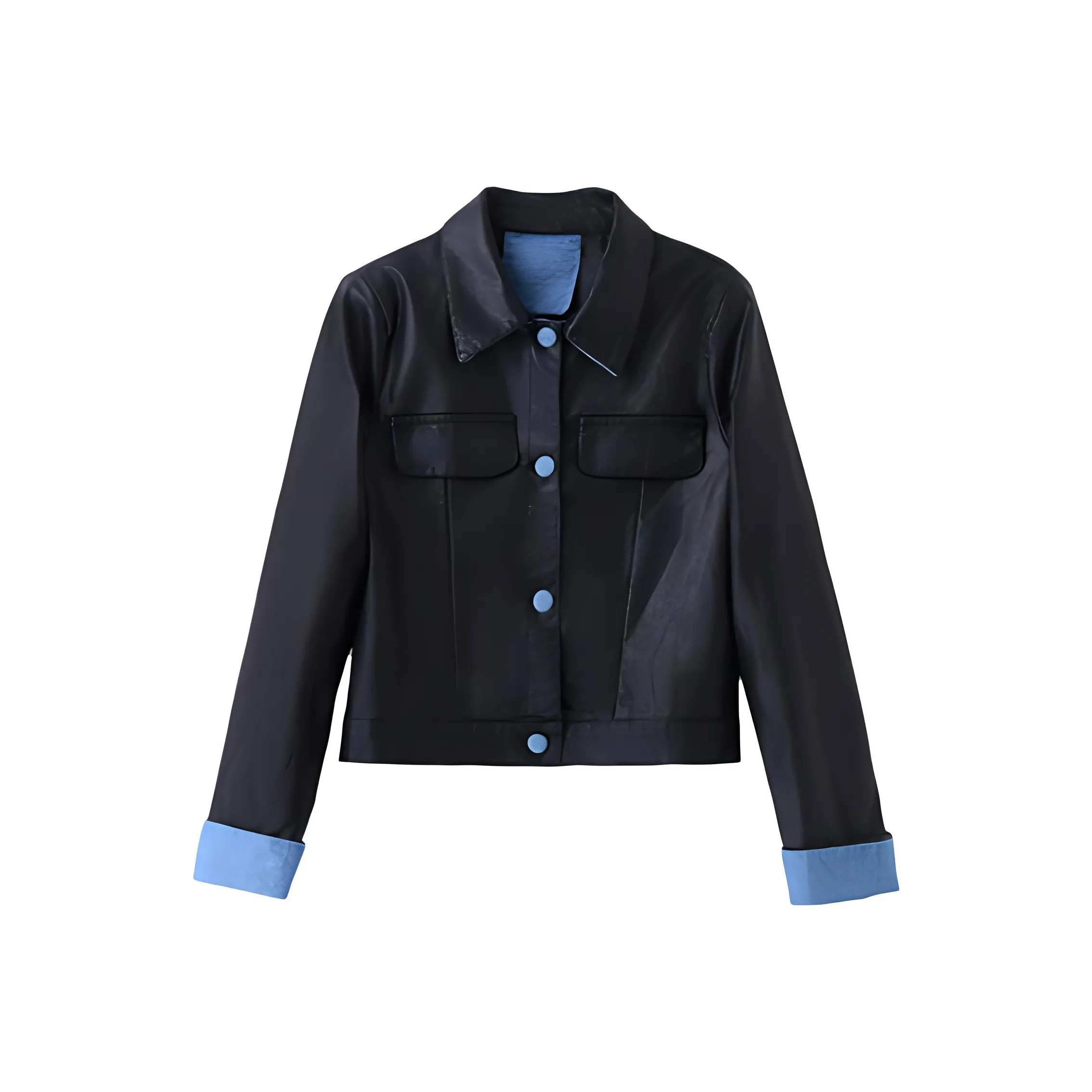 Aoaifu Кожа Куртка Женская Черная