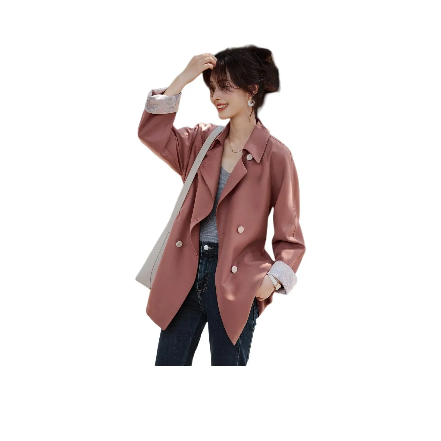 Mo Han Yi Mei Тренчкот Женский Розовый